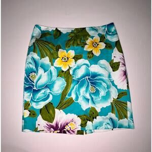 Jones New York Hawaiian Tropical Print A-Line Skirt Women's Size 6 Stretch